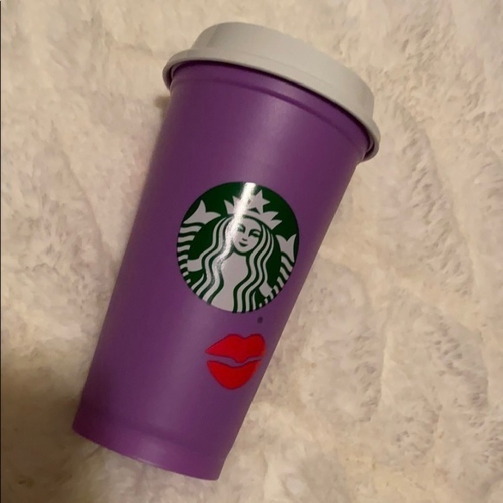 Starbucks 2021 Valentine's Lilac Lips Reusable Cup New